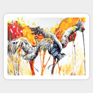 Dance of the Sandhill Cranes Sticker